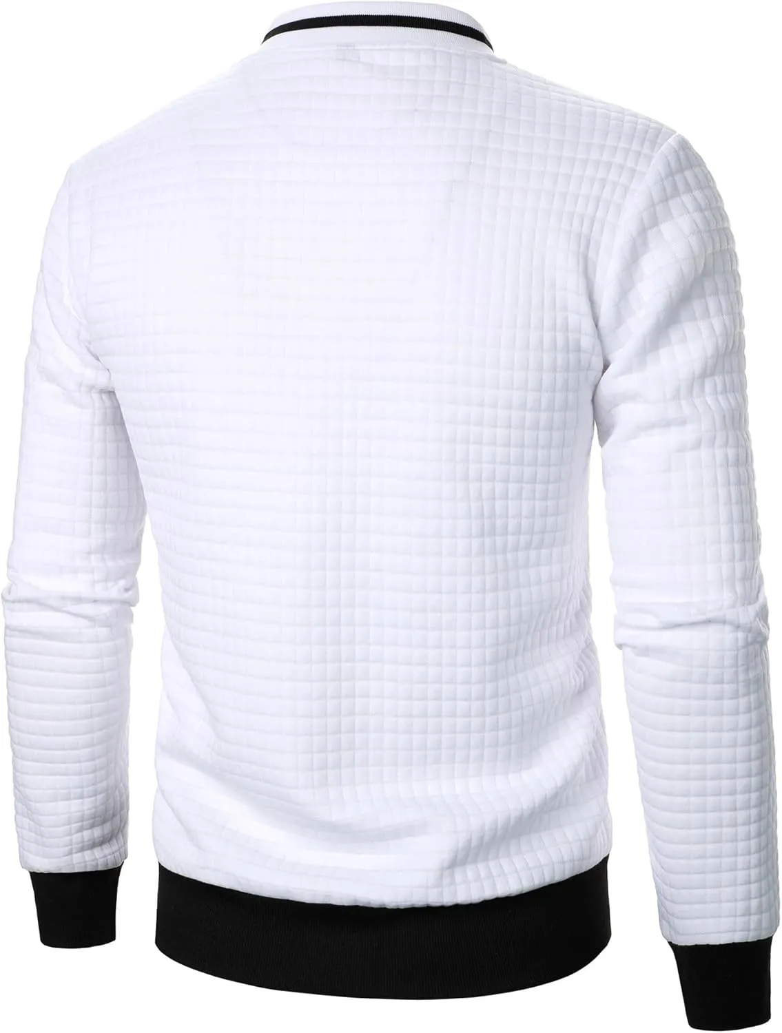 Men's Casual Plaid Cardigan Sweatshirt Stand Collar Casual Full Zip Long Sleeve Sweater Business Slim Fit Coats