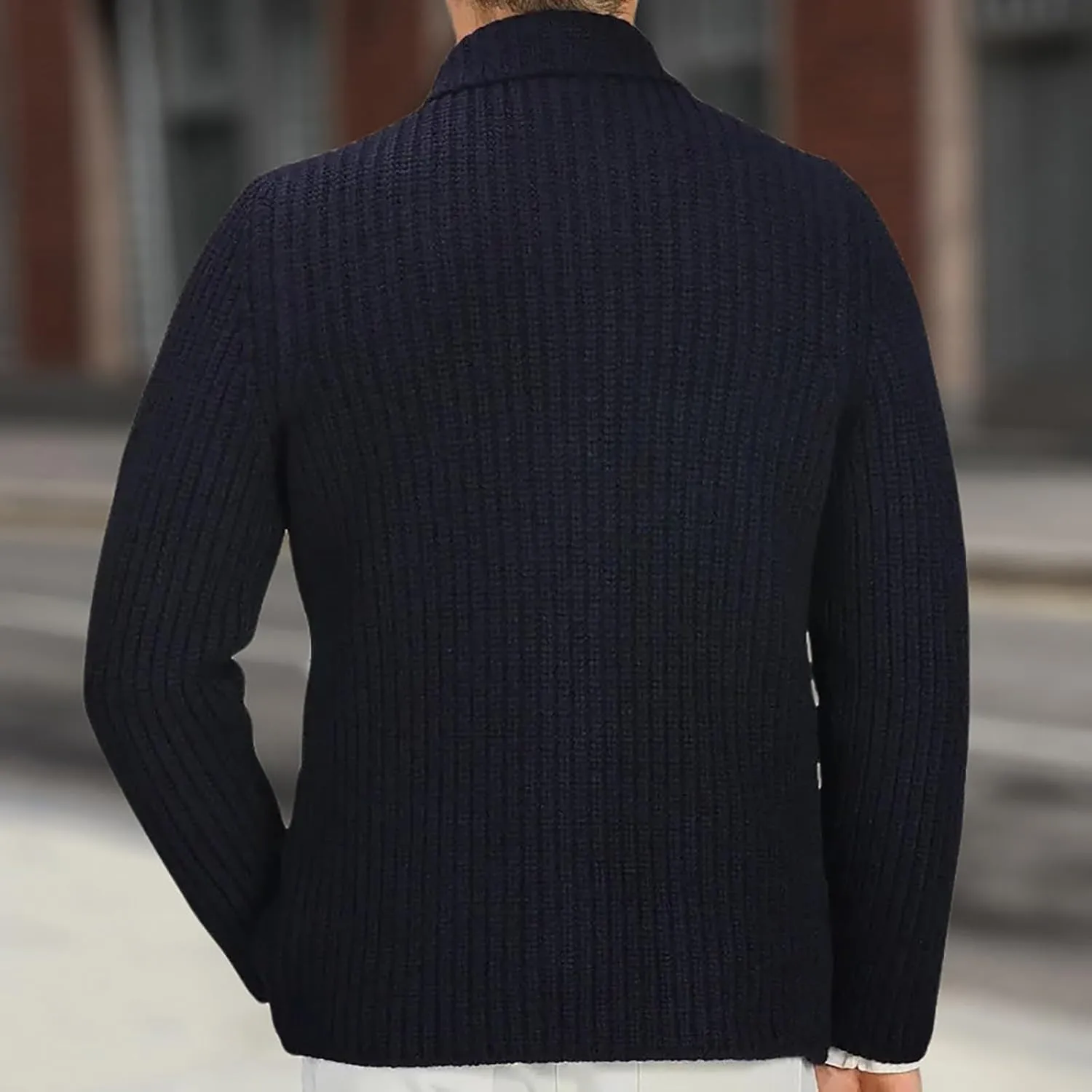Men's Chunky Knit Cardigan Sweater Cable Kniited Open Front Warm Winter Jackets Button Down Lapel Casual Coats Big&Tall