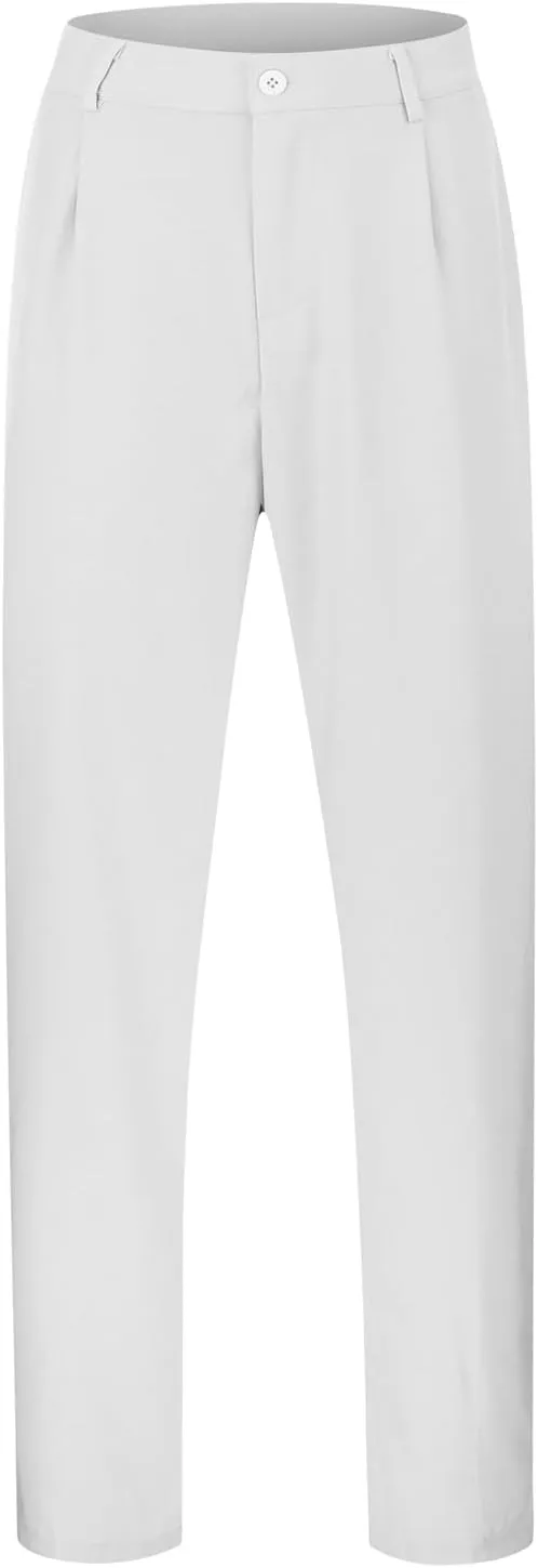 Mens Classic Dress Pant Loose Fit Straight Leg Big and Tall Casual Flat Front Pant Comfort Business Suit Trousers