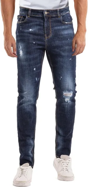Men's Classic Slim Fit Stretchy Jeans for Men Skinny Flex Denim Pants Ripped Designer