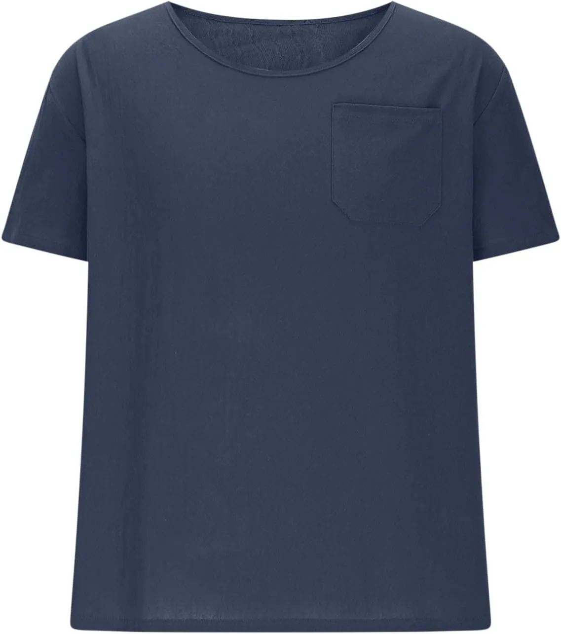 Men's Cotton Linen T Shirt Short Sleeve Crew Neck Tops Casual Summer Lightweight Loose Classic Basic Tee Shirts