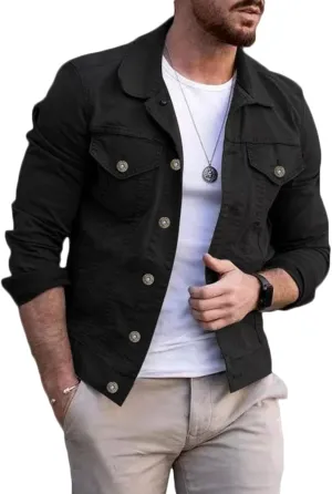 Men's Denim Jackets Cowboy Cut Slim Fit Jean Casual Regular Fit Button Down Long Sleeve Jean Trucker Jacket Fall Coats