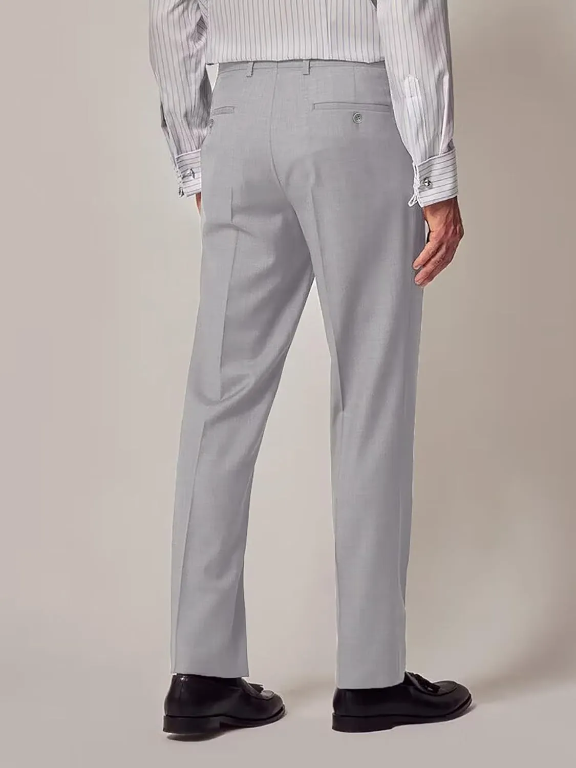 Men's Dress Pants Slim Fit Flat Front Suit Pant for Men Hidden Expandable Waist Suit Trousers Casual Suit Slacks