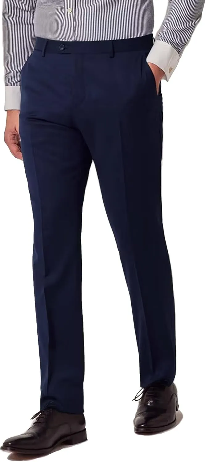 Men's Dress Pants Slim Fit Flat Front Suit Pant for Men Hidden Expandable Waist Suit Trousers Casual Suit Slacks
