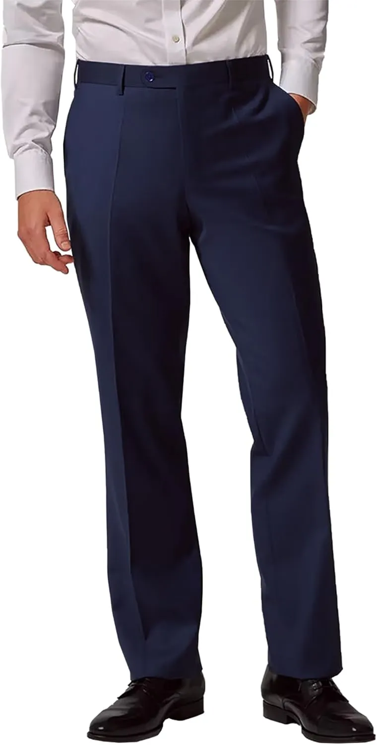Men's Dress Pants Slim Fit Flat Front Suit Pant for Men Hidden Expandable Waist Suit Trousers Casual Suit Slacks