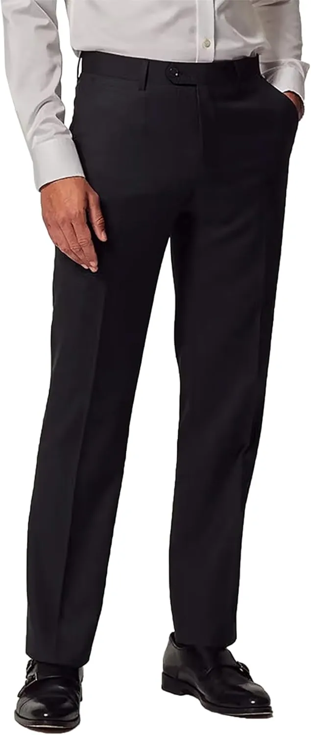 Men's Dress Pants Slim Fit Flat Front Suit Pant for Men Hidden Expandable Waist Suit Trousers Casual Suit Slacks