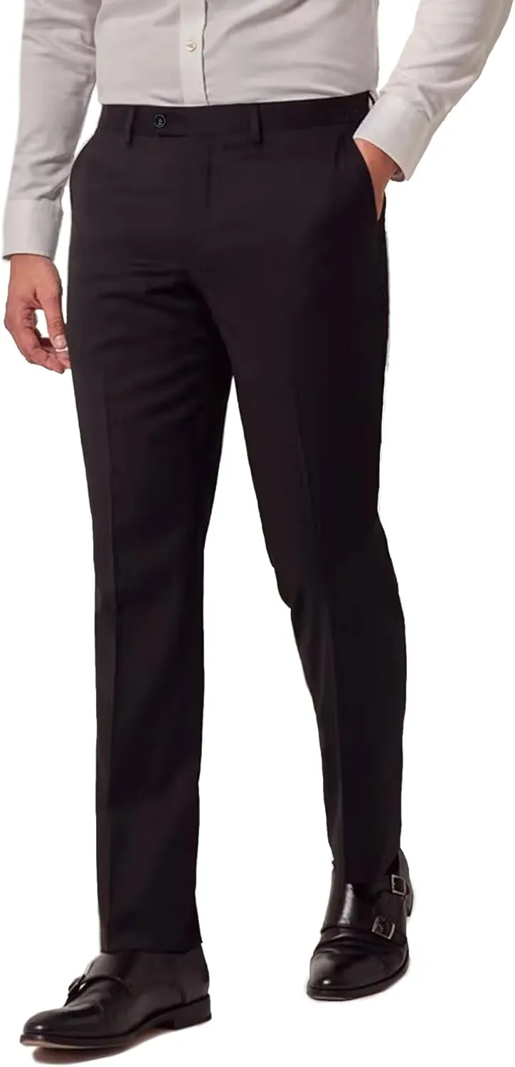 Men's Dress Pants Slim Fit Flat Front Suit Pant for Men Hidden Expandable Waist Suit Trousers Casual Suit Slacks
