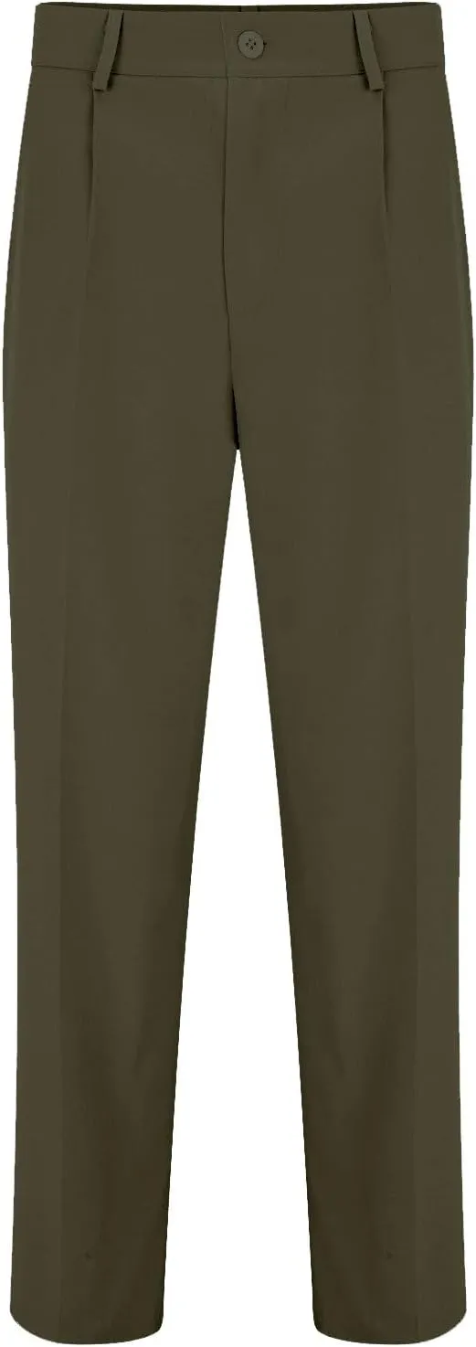 Mens Dress Pants Wide Leg Pleat Front Long Pants High Waisted Button Zipper Fly Suit Trousers Business Work Clothes