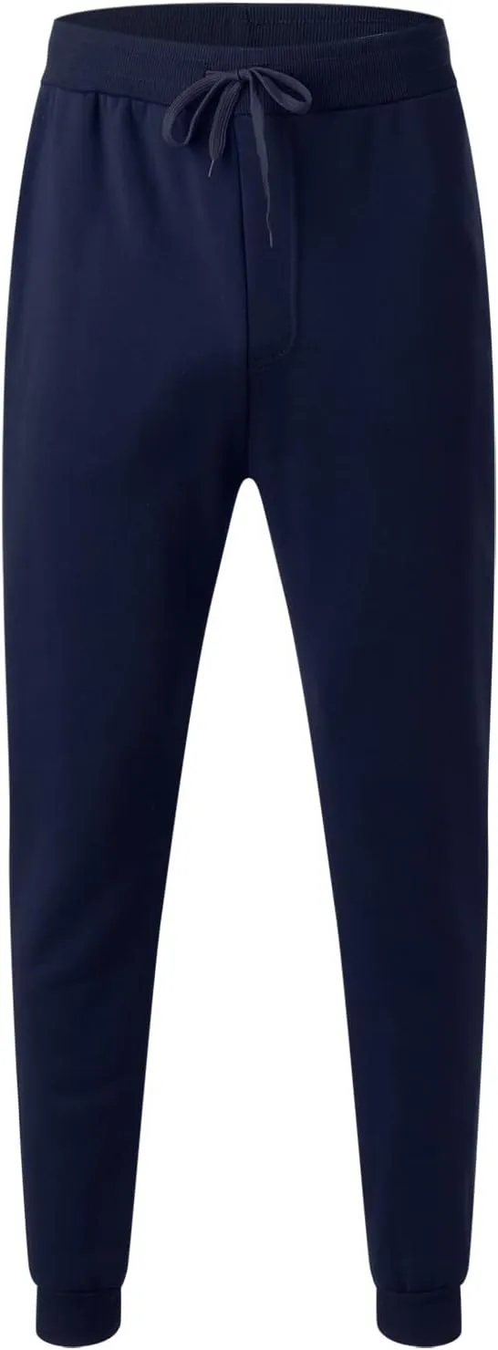 Men's Fleece Cargo Sweatpants Drawstring Loose Waist Solid Color Pants Pocket Active Athletic Workout Sweatpants Men