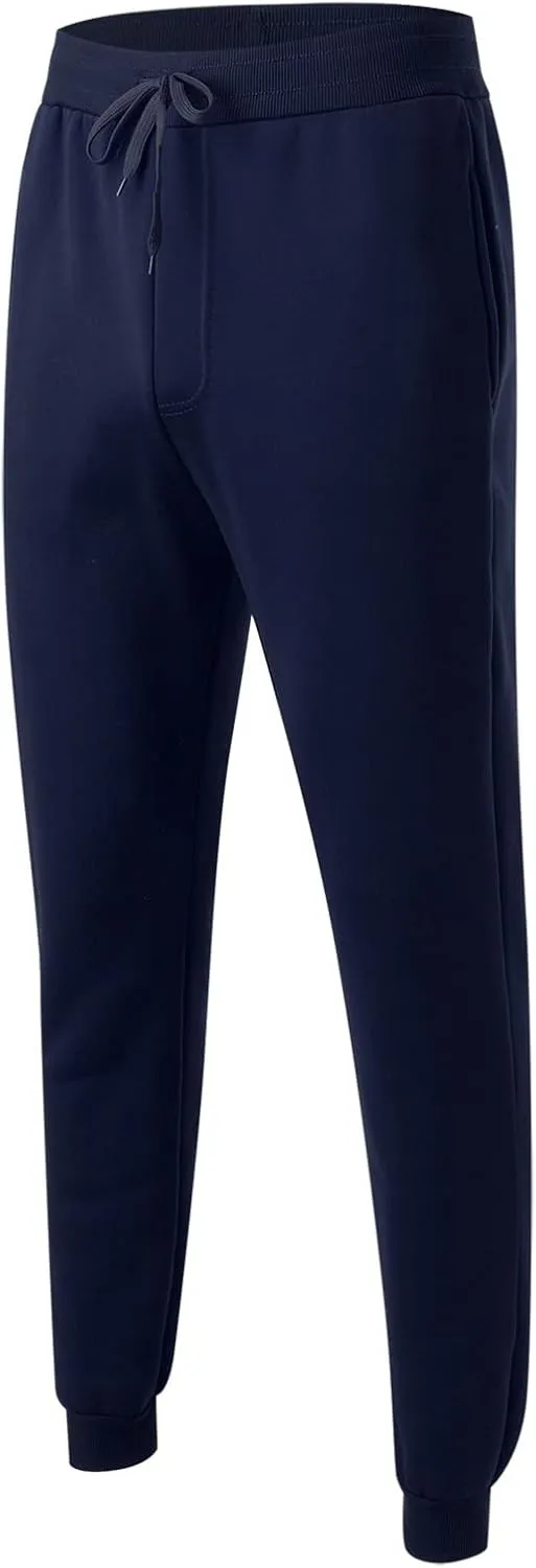 Men's Fleece Cargo Sweatpants Drawstring Loose Waist Solid Color Pants Pocket Active Athletic Workout Sweatpants Men