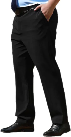 Men's Formal Trousers, Plus Size Stretch High Waist Casual Business Office Work Smart Straight Leg Fat Men Suit Pants Comfort Loose,8XL,Black
