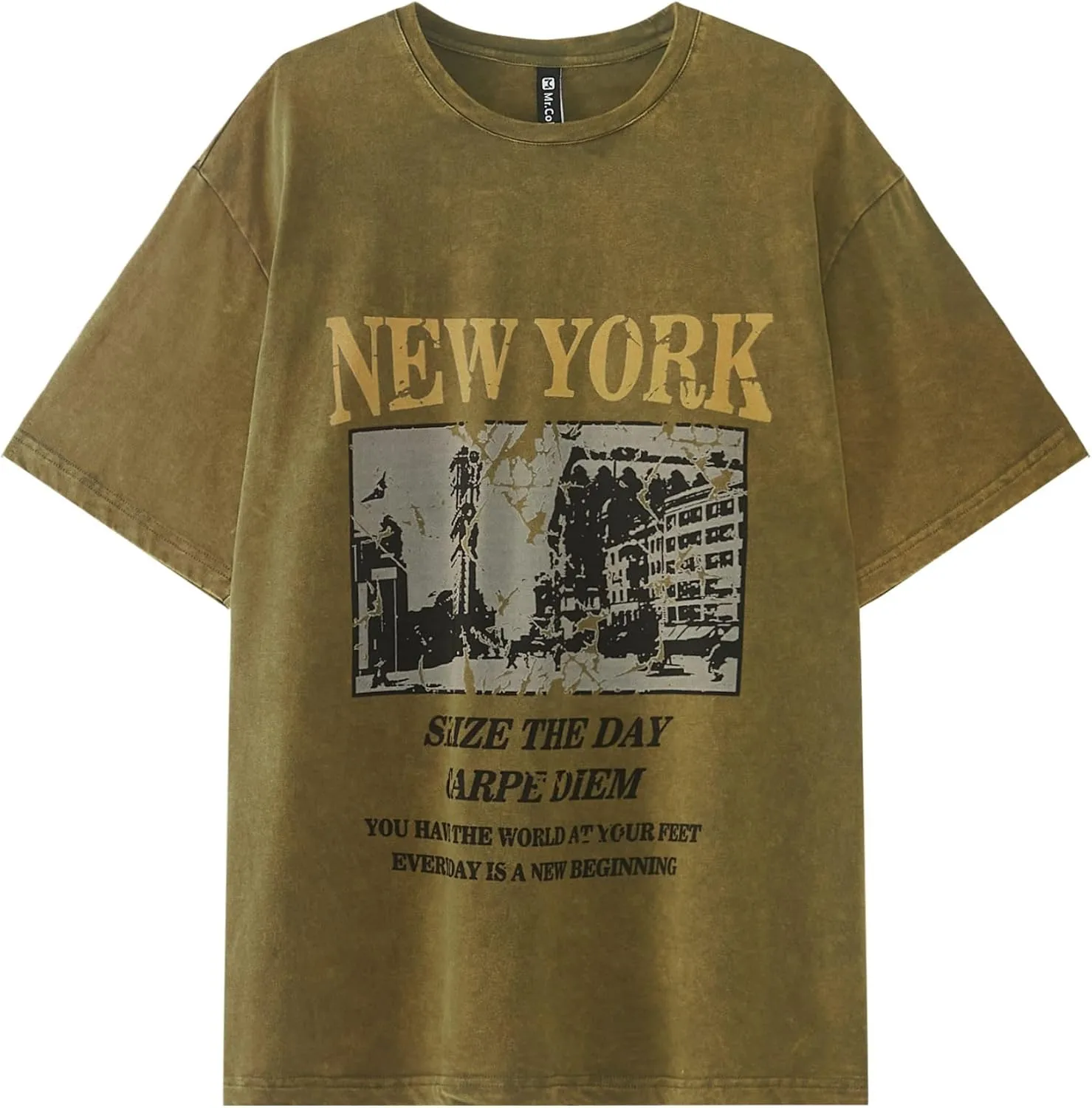 Men’s Graphic T Shirts Vintage Baggy Tees Heavy Cotton Acid Wash Tshirt Letter Print Summer Casual Tee Top