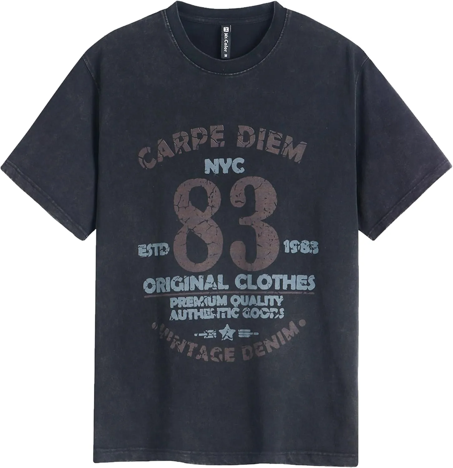 Mens Graphic T Shirts Vintage Baggy Tees Heavy Cotton Acid Wash Tshirt Letter Print Summer Casual Tee Top