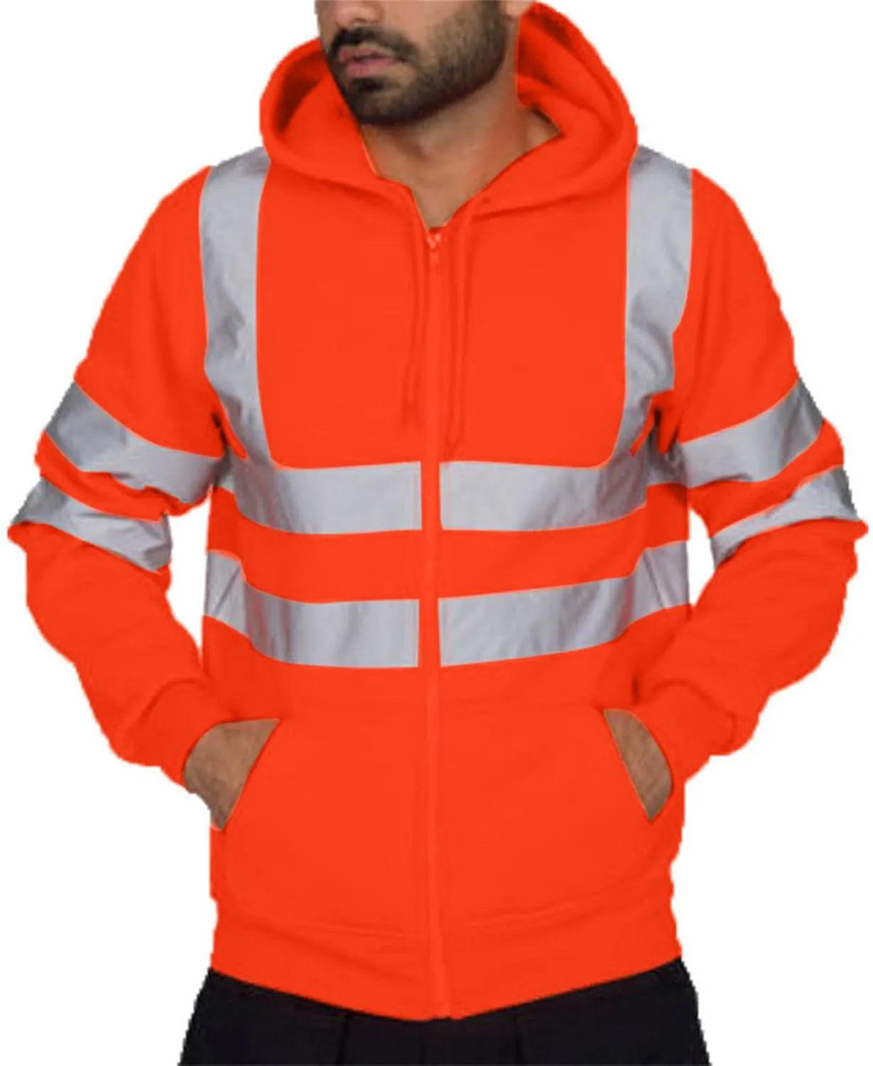 Mens High Visibility Rain Gear & Safety Hoodie Sets, Class 3 Reflective Rain Suits, Hooded Jackets and Pants