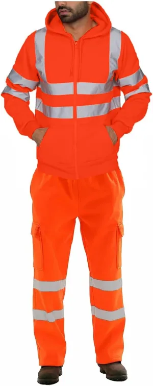 Mens High Visibility Rain Gear & Safety Hoodie Sets, Class 3 Reflective Rain Suits, Hooded Jackets and Pants