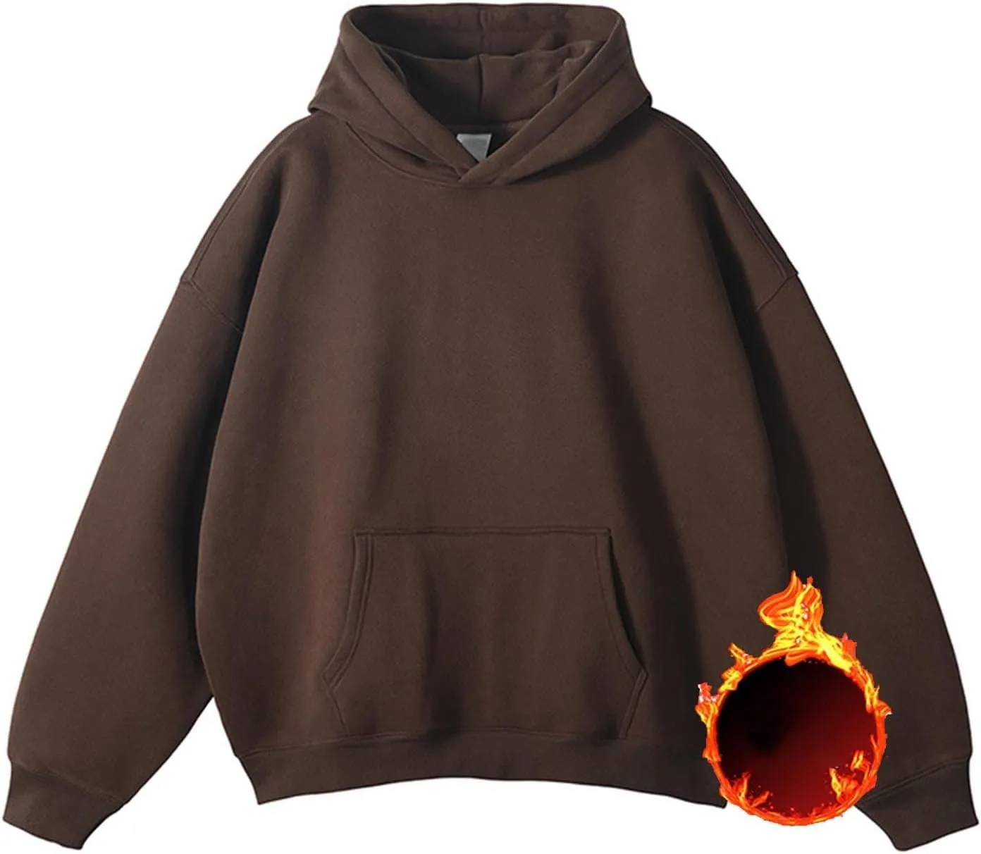 Men's Hooded Sweatshirts Long Sleeve Casual Basic Cropped Hoodie Fleece Lined Pullover Shirts Tops with Pocket