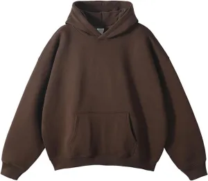Men's Hooded Sweatshirts Long Sleeve Casual Basic Cropped Hoodie Fleece Lined Pullover Shirts Tops with Pocket
