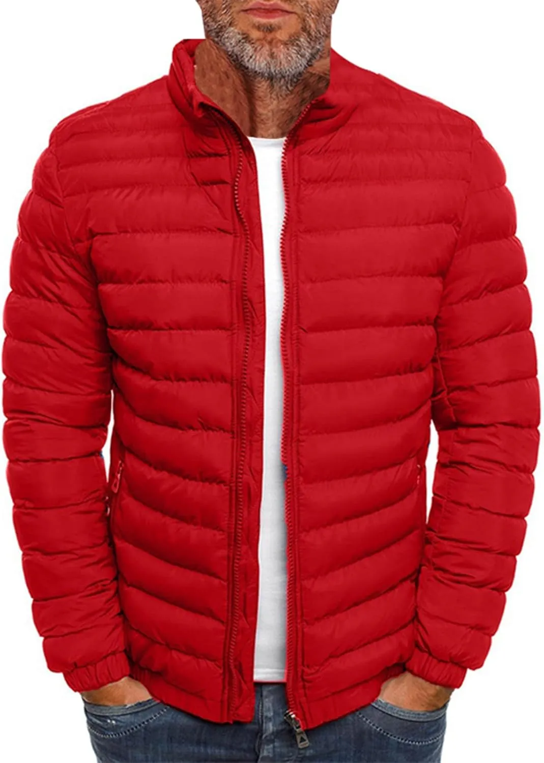 Men's Jacket Winter Puffer Jacket Fleece Warm Lightweight Coat Outerwear Cold Weather Jackets, M-3XL