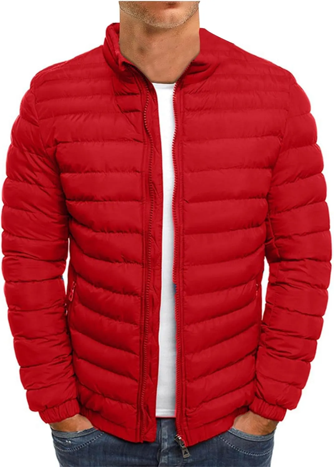 Men's Jacket Winter Puffer Jacket Fleece Warm Lightweight Coat Outerwear Cold Weather Jackets, M-3XL