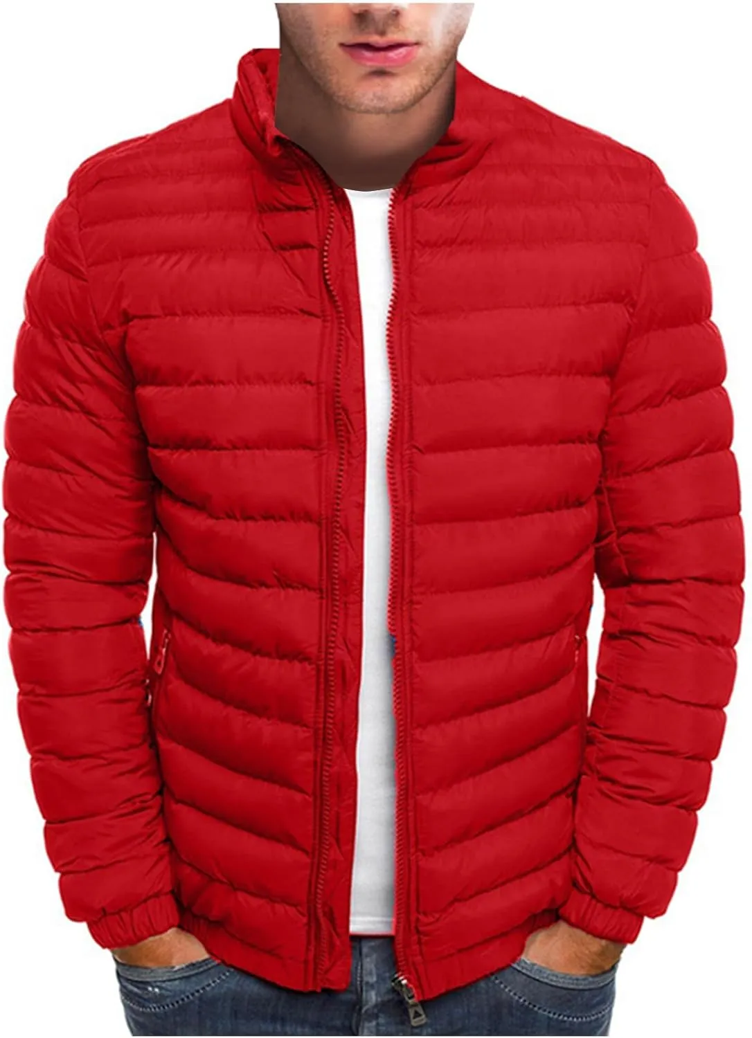 Men's Jacket Winter Puffer Jacket Fleece Warm Lightweight Coat Outerwear Cold Weather Jackets, M-3XL