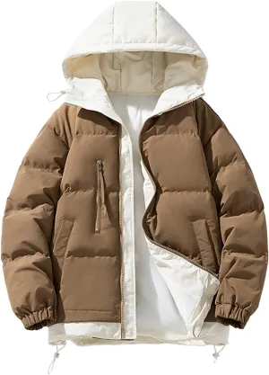 Mens Lightweight Puffer Jacket Hooded Zip Up Insulated Thermal Down Coat Puffy Winter Jackets Outerwear with Pockets