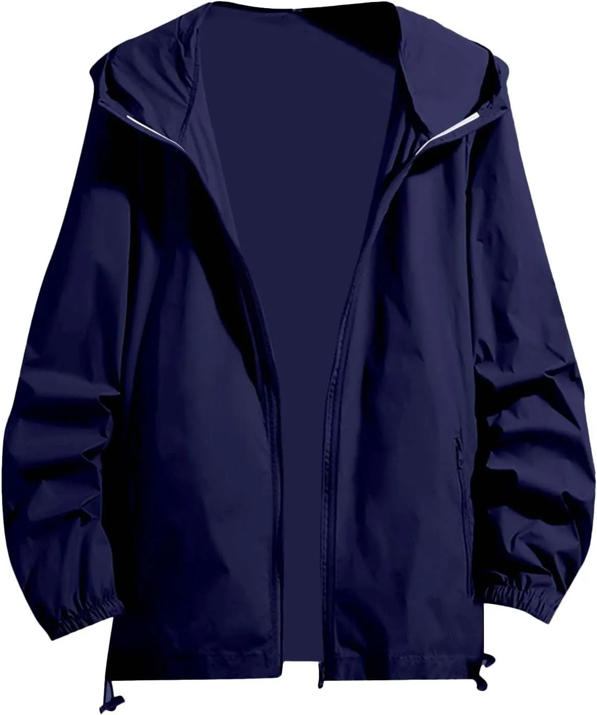 Mens Lightweight Zipper Jackets Outdoor Fishing Full Zip Long Sleeve Hoodie Breathable Casual Jackets Zipper Pockets