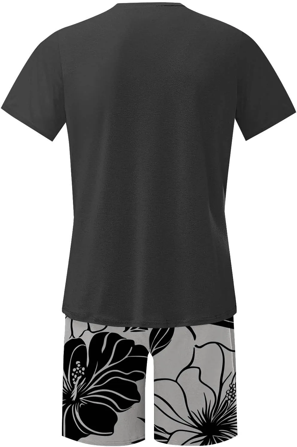 Mens Lounge 2 Piece Outfit Summer Hawaiian Beach Set Short Sleeve Crewneck T-Shirts and Shorts Vintage Print Sets