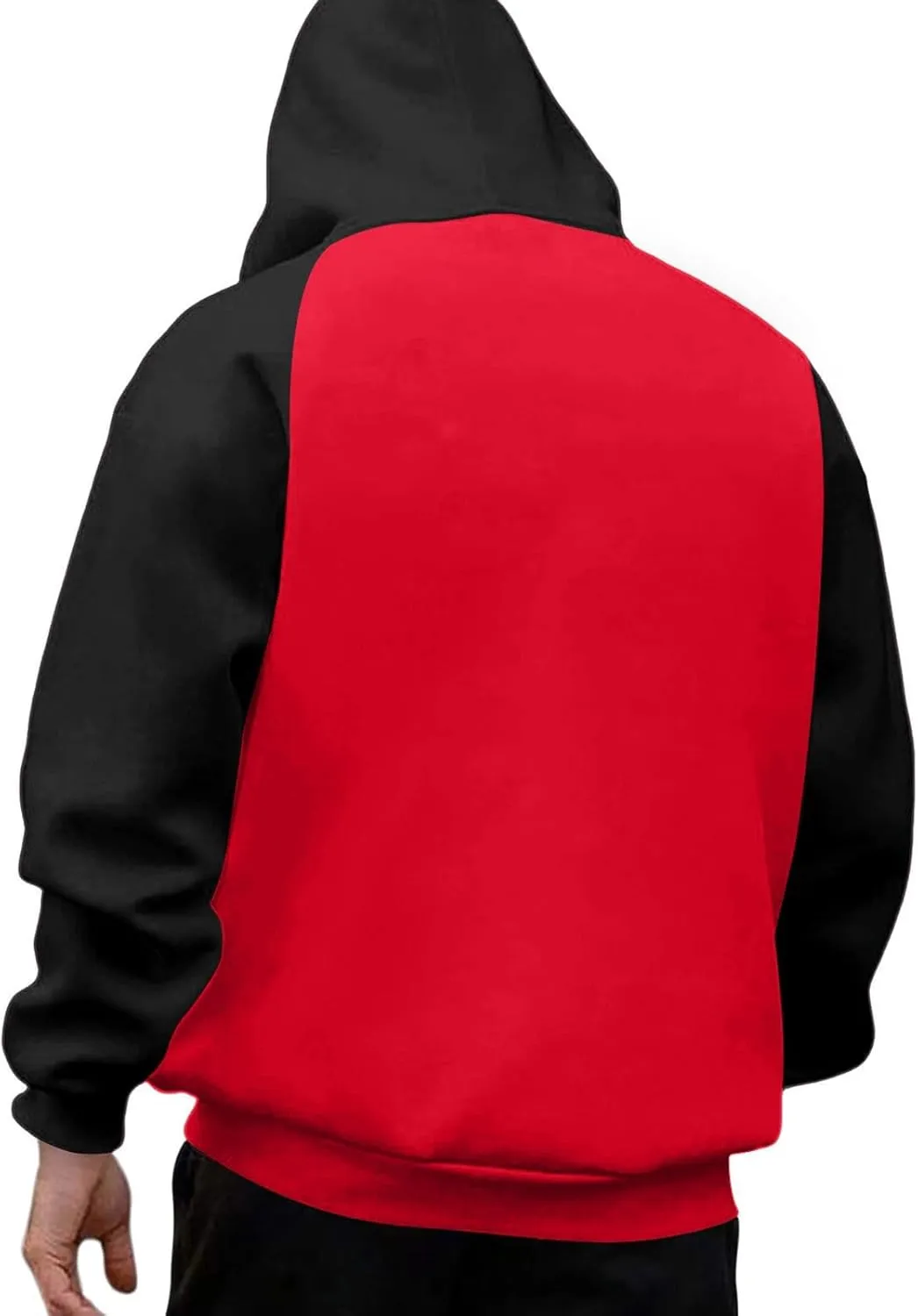 Men's Novelty Color Block Pullover Hoodie Casual Hooded Sweatshirts Full Zip Jacket with Kangaroo Pocket for Men