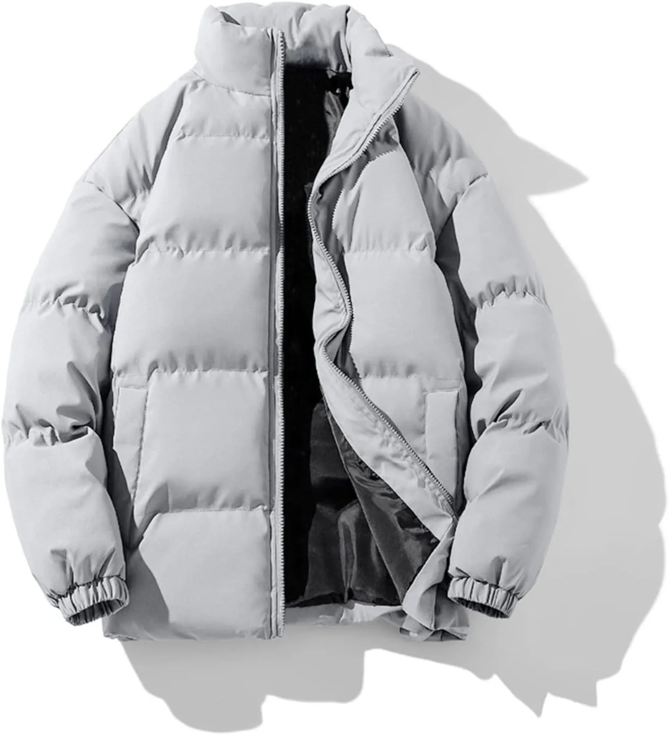 Men's Packable Puffer Jacket Coat Warm Jacket Fleece Lined Thicken Insulated Windproof Down Outwear Jackets, M-5XL