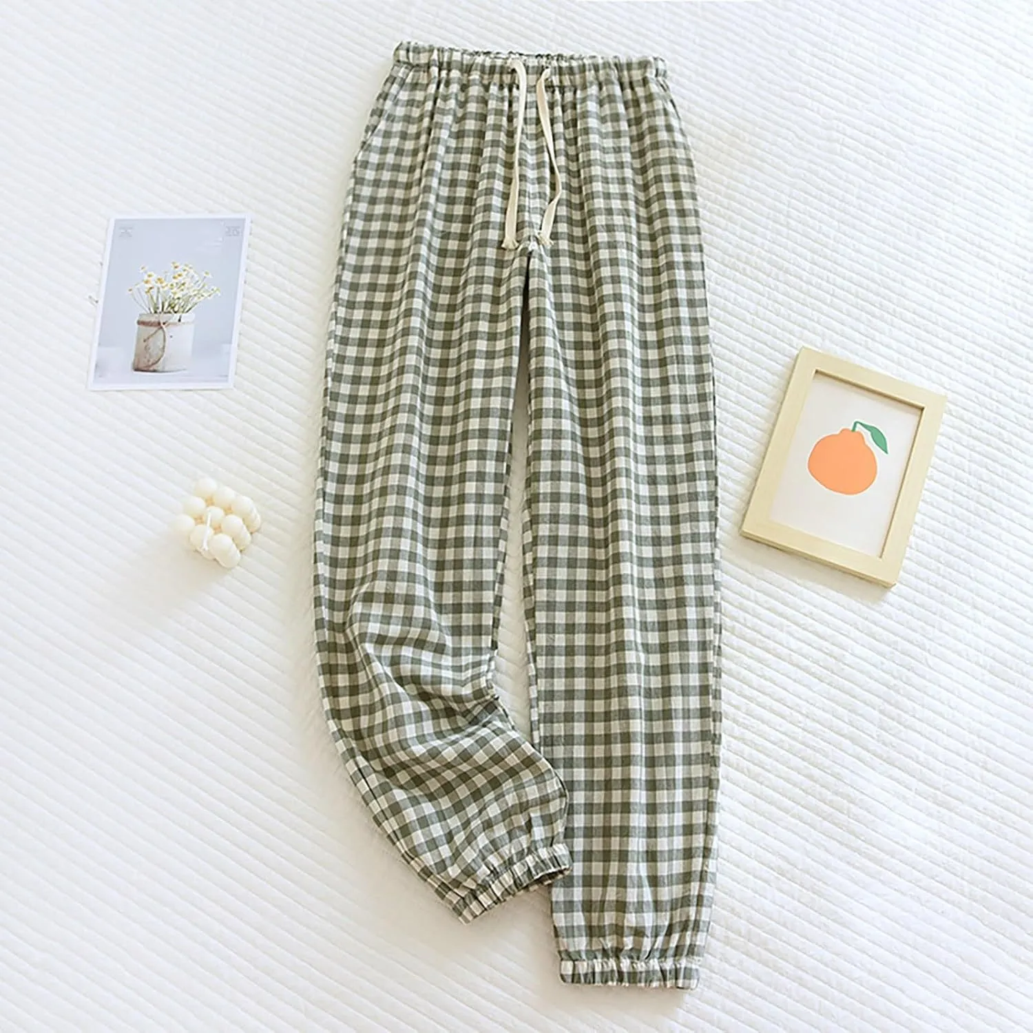Mens Pajamas Pants Red and Black Plaid Pajama Pants Lightweight Flannel Loose Fit Christmas Pajama Pants with Pockets