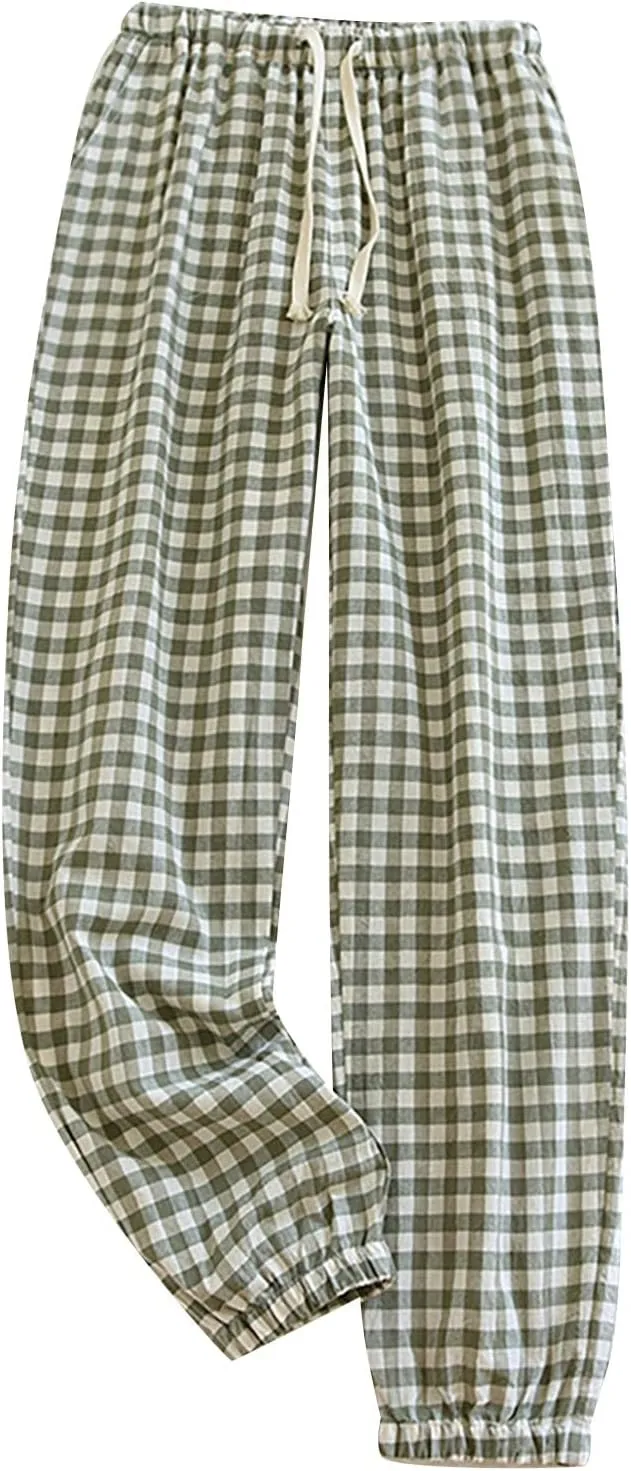 Mens Pajamas Pants Red and Black Plaid Pajama Pants Lightweight Flannel Loose Fit Christmas Pajama Pants with Pockets