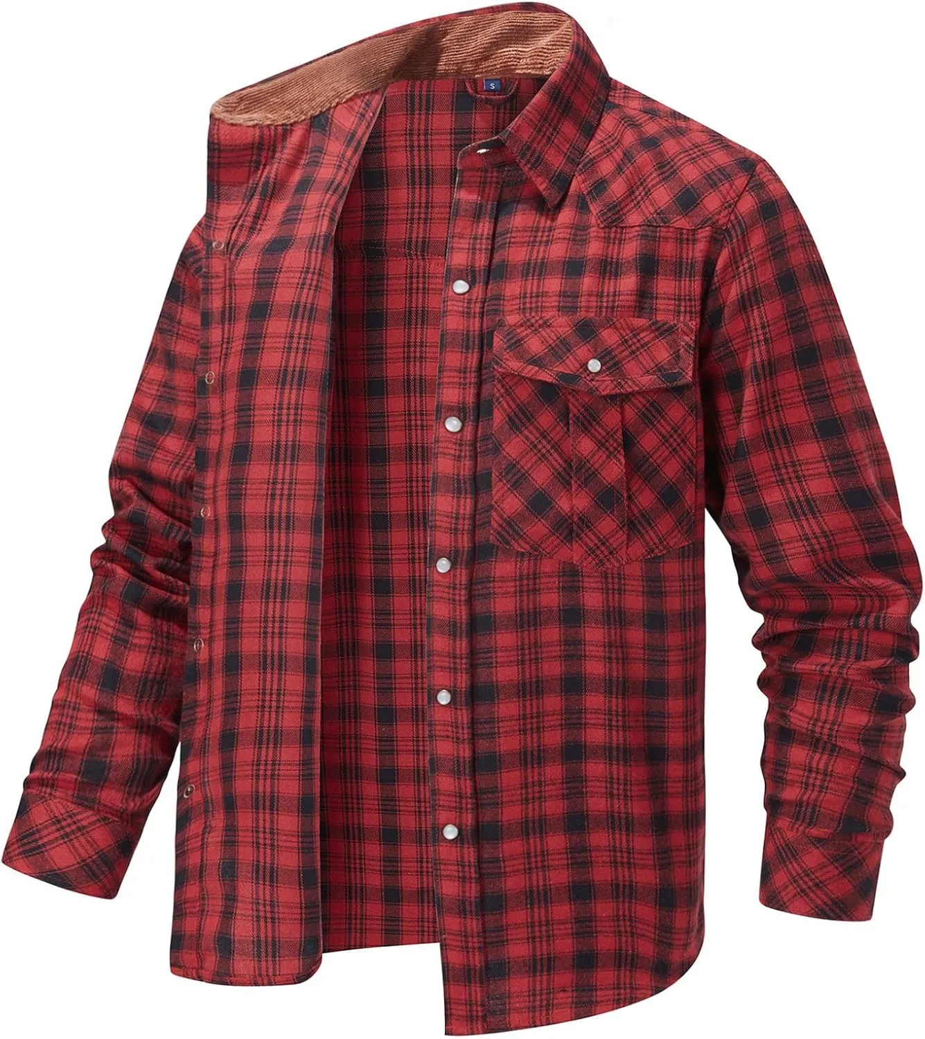 Mens Plaid Flannel Jackets Lapel Long Sleeves Cardigan Casual Coats Loose Button Down Tops Trendy Clothes