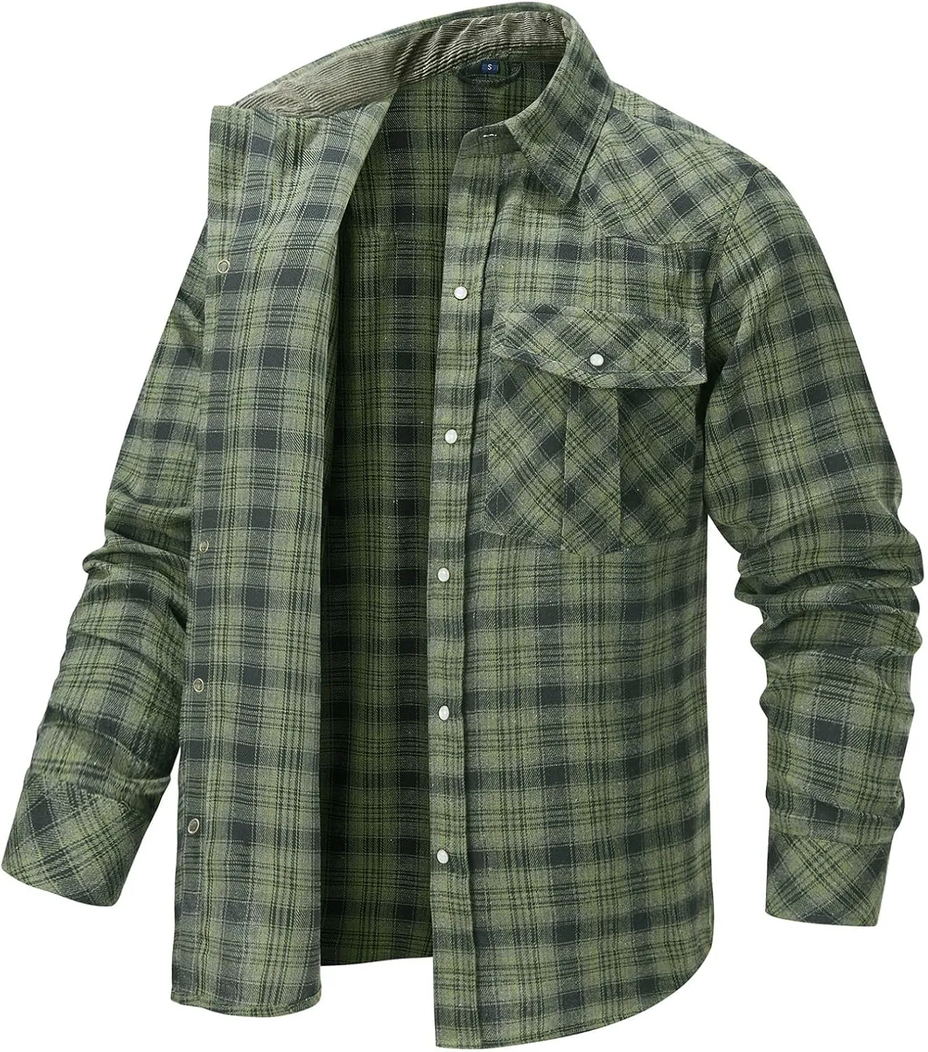 Mens Plaid Flannel Jackets Lapel Long Sleeves Cardigan Casual Coats Loose Button Down Tops Trendy Clothes