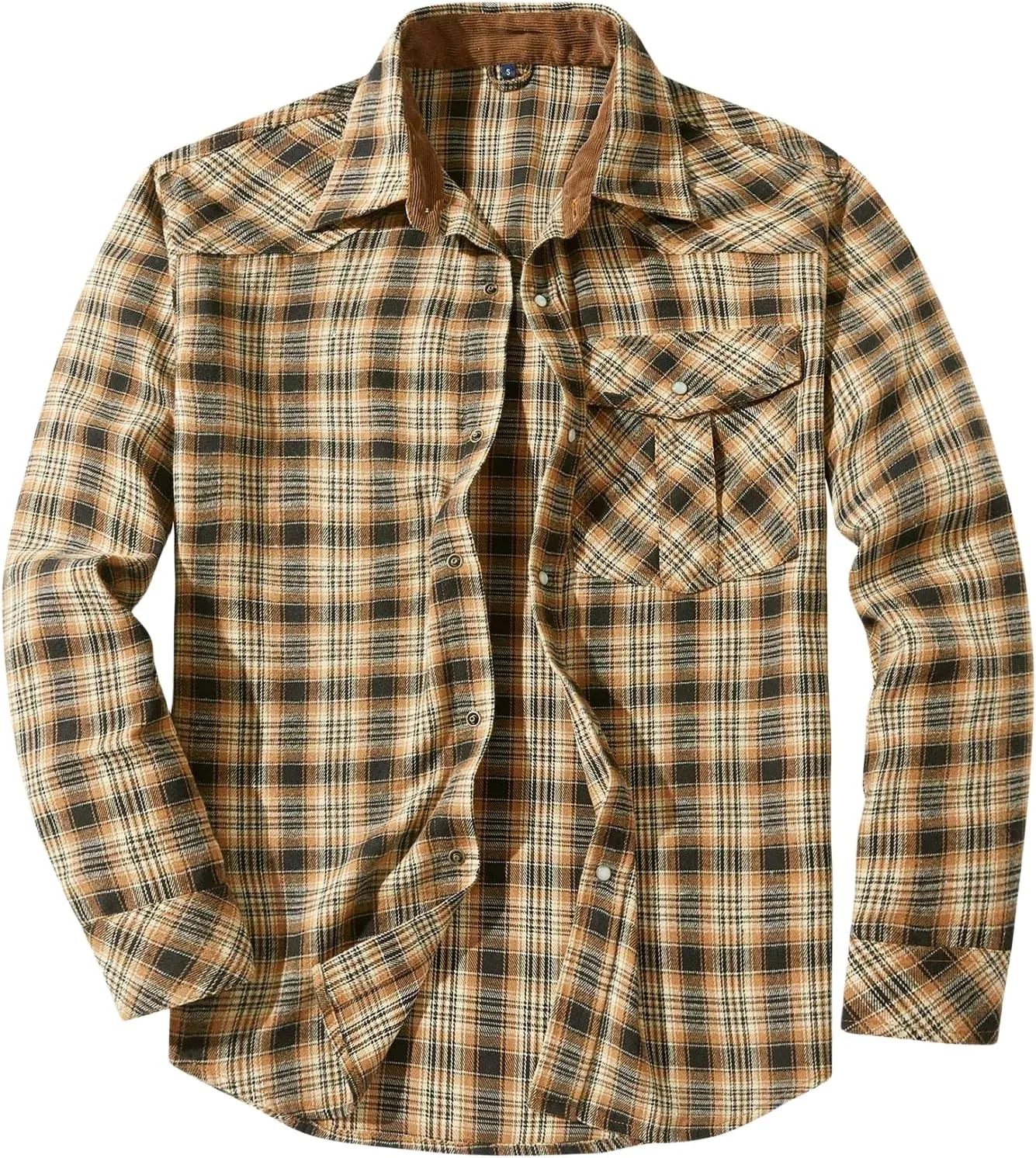 Mens Plaid Flannel Jackets Lapel Long Sleeves Cardigan Casual Coats Loose Button Down Tops Trendy Clothes