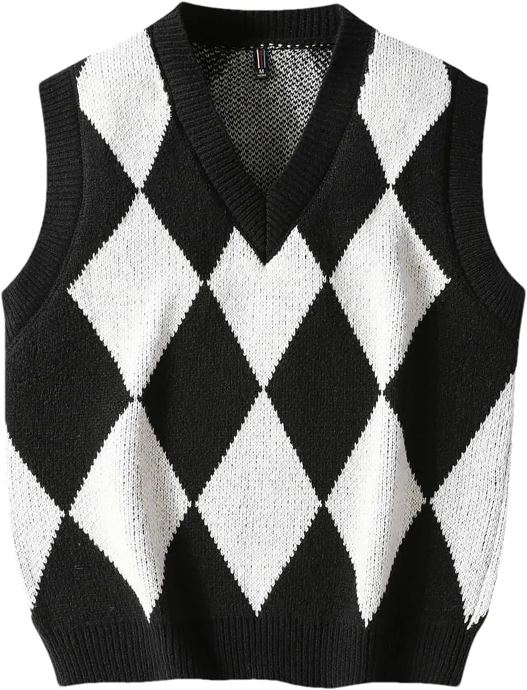 Men's Plaid Sweater Vest V-Neck Sleeveless Sweater Vest Campus Pullovers Classic Fit Tank Tops