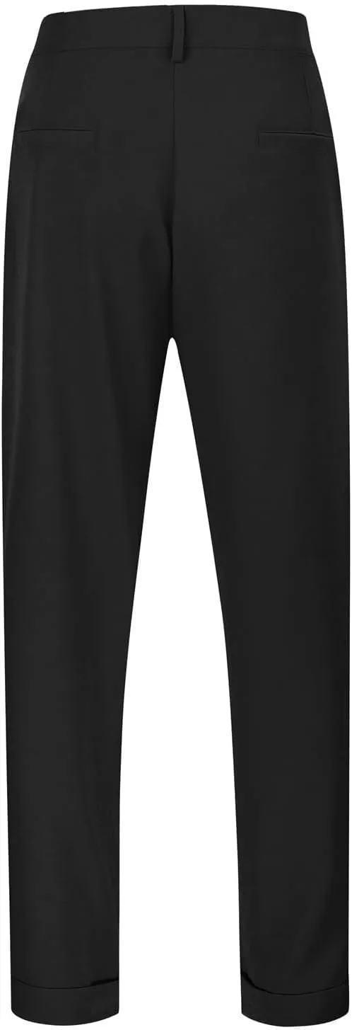 Men's Pleated Dress Pants Classic Business Straight Leg Casual Pants Outdoor Baggy Wide Leg Suit Trousers with Pocket