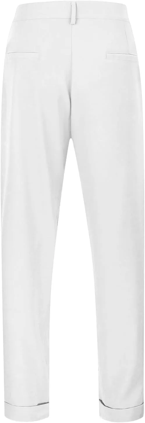 Men's Pleated Dress Pants Classic Business Straight Leg Casual Pants Outdoor Baggy Wide Leg Suit Trousers with Pocket