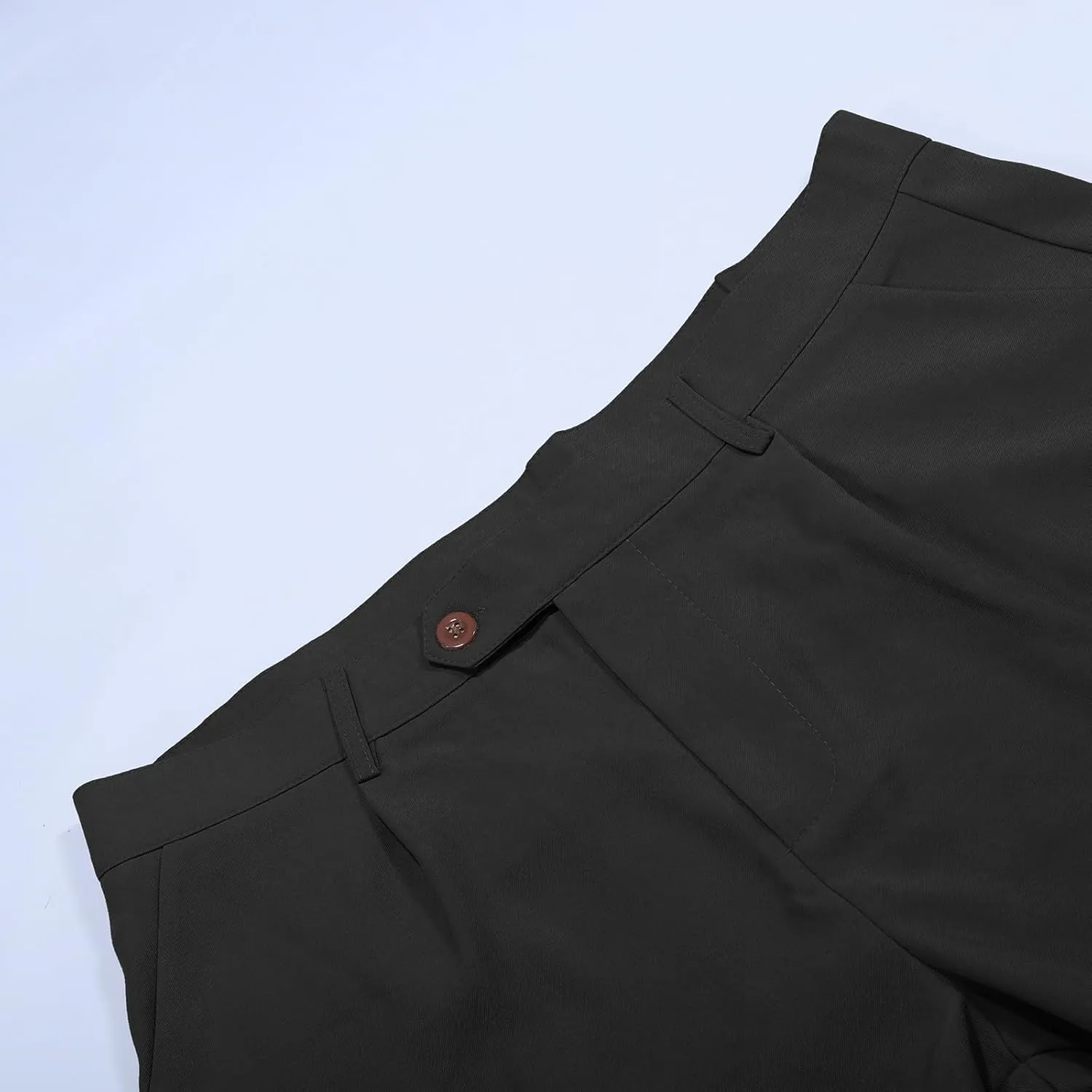 Men's Pleated Dress Pants Classic Business Straight Leg Casual Pants Outdoor Baggy Wide Leg Suit Trousers with Pocket