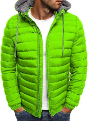 Men's Puffer Down Jackets Winter Lightweight Warm Coat Hoodie Packable Outwear Quilted Insulated Jacket with Pockets