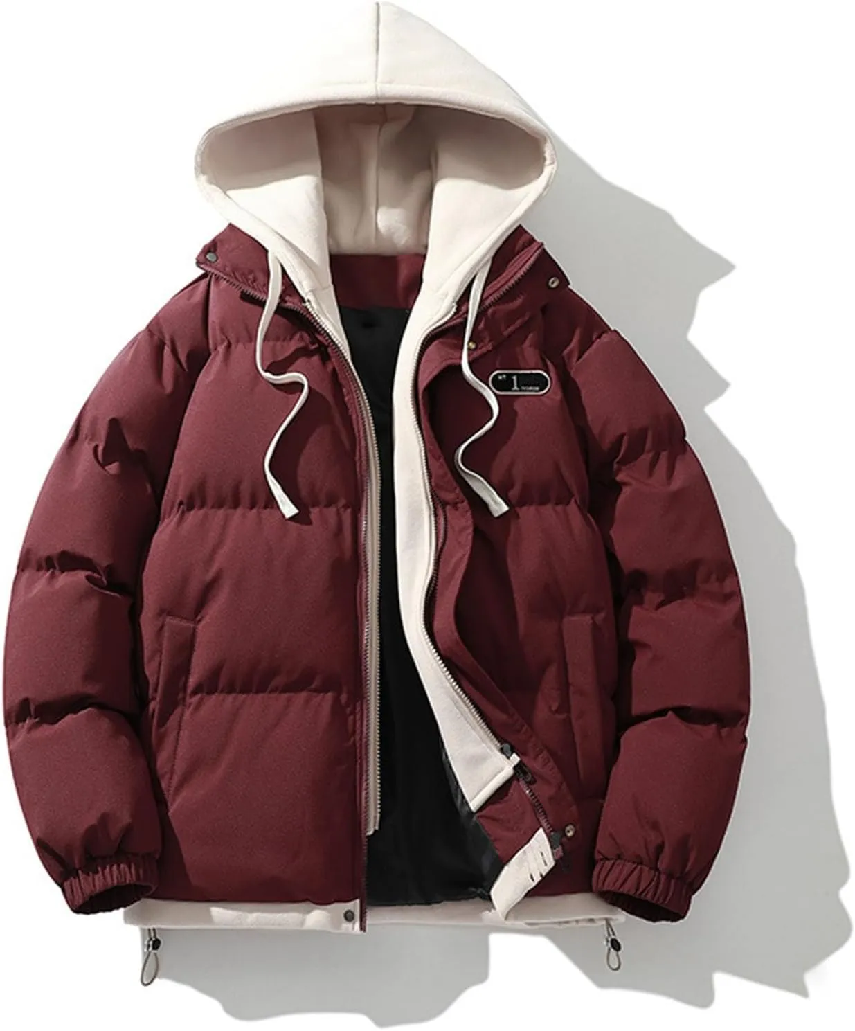 Mens Puffer Jacket Hooded Heavyweight Windproof Winter Parka Jacket Warm Thicken Down Coat for Snow Ski Hiking Travel