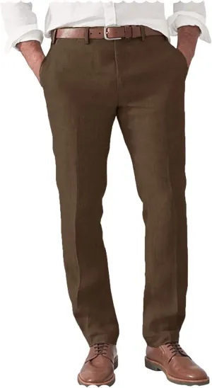 Men's Slim Fit Linen Blend Dress Pants Casual Lightweight Summer Beach Trousers