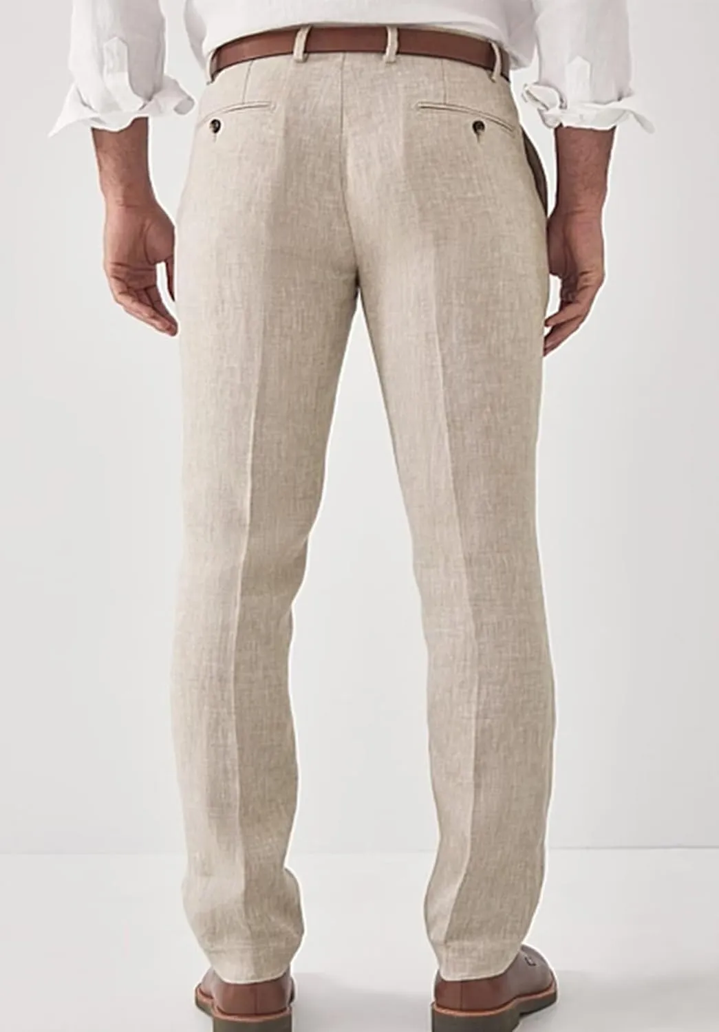 Men's Slim Fit Linen Blend Dress Pants Casual Lightweight Summer Beach Trousers