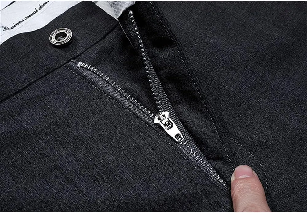 Mens Slim Fit Plaid Stretch Dress Pants Straight Leg Flat Front Skinny Suit Trousers with No Iron