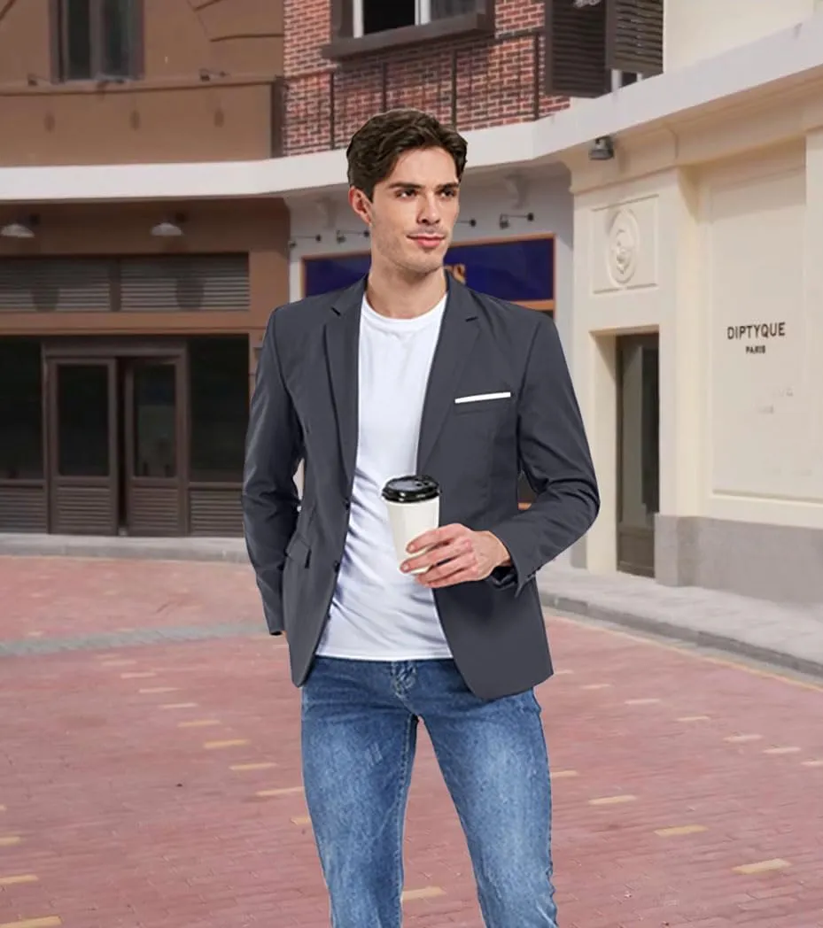 Men's Suit Blazer Casual Coats Lightweight Party Jackets Groomsmen Sports Coat Two Button Tuxedo Suits
