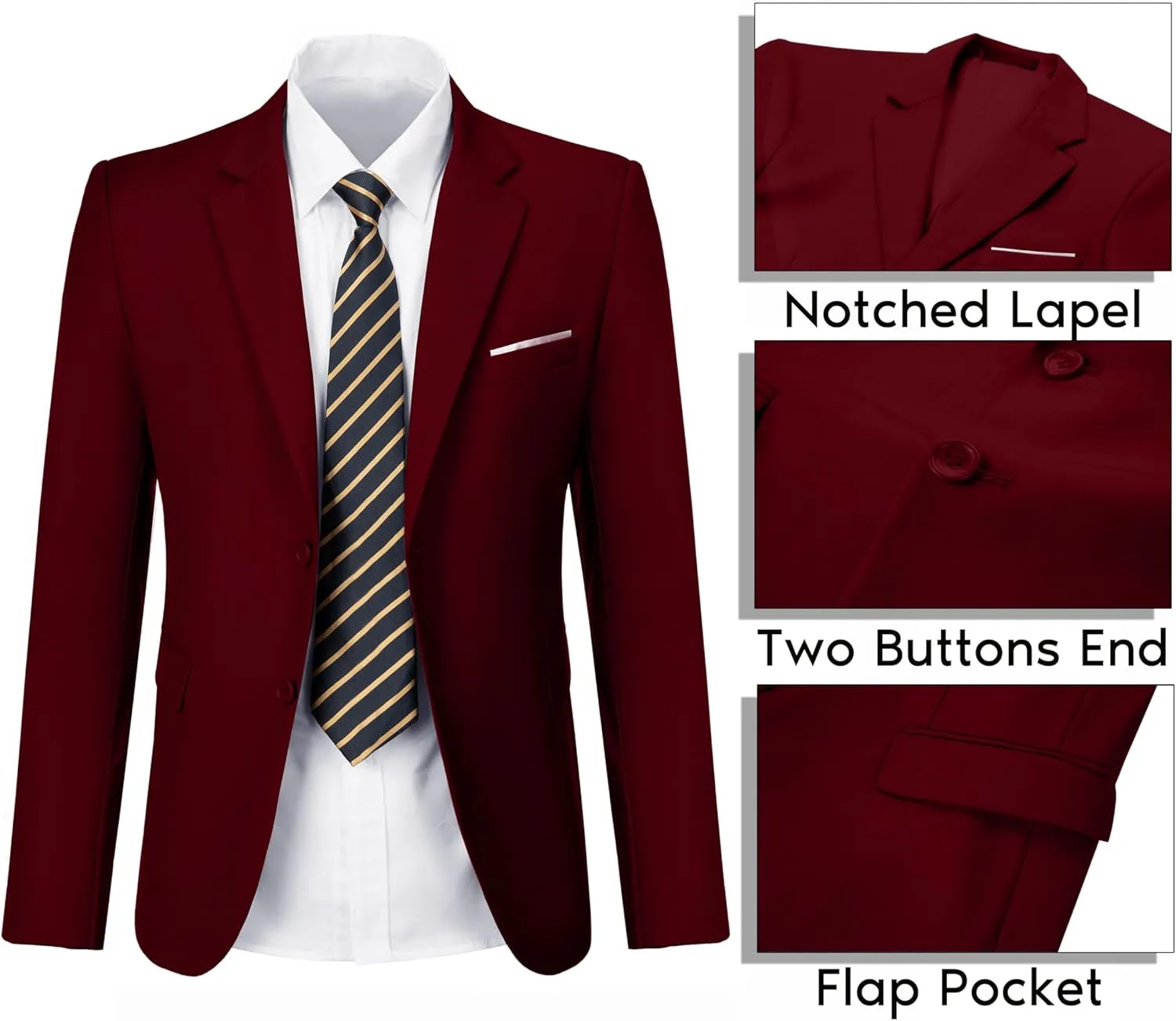 Men's Suit Blazer Casual Coats Lightweight Party Jackets Groomsmen Sports Coat Two Button Tuxedo Suits