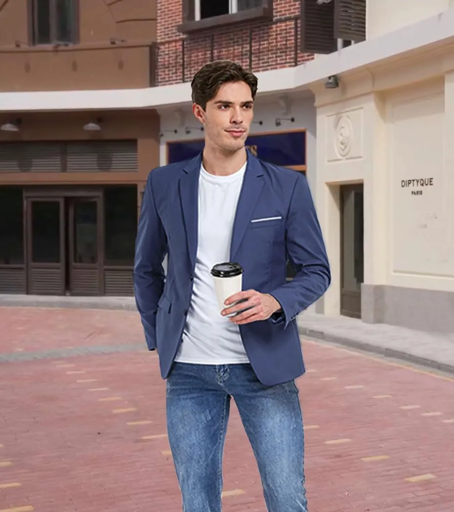 Men's Suit Blazer Casual Coats Lightweight Party Jackets Groomsmen Sports Coat Two Button Tuxedo Suits