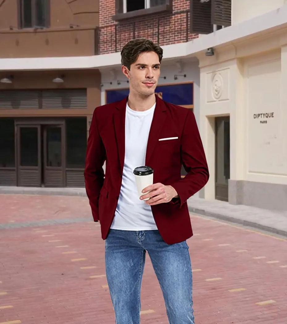 Men's Suit Blazer Casual Coats Lightweight Party Jackets Groomsmen Sports Coat Two Button Tuxedo Suits