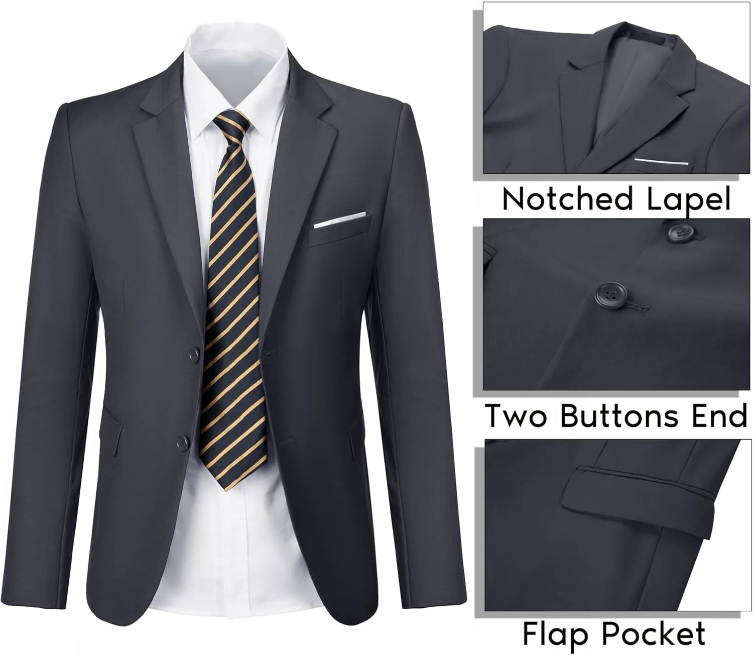 Men's Suit Blazer Casual Coats Lightweight Party Jackets Groomsmen Sports Coat Two Button Tuxedo Suits