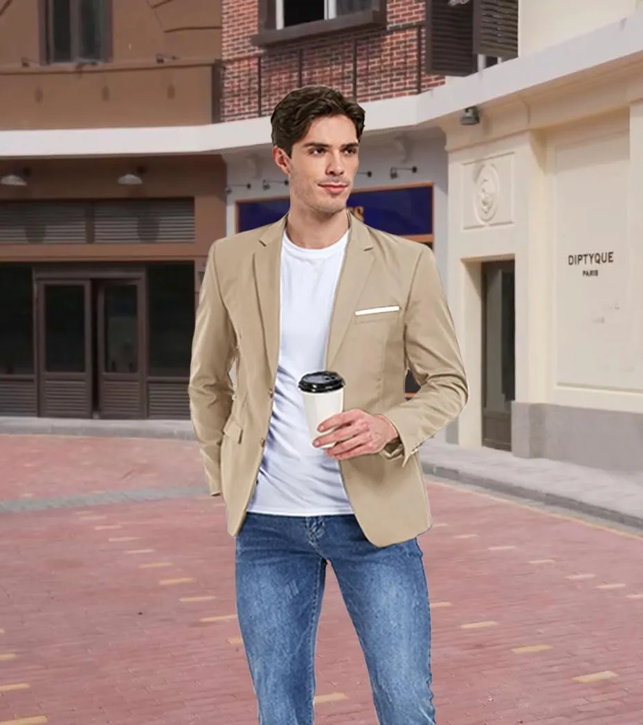 Men's Suit Blazer Casual Coats Lightweight Party Jackets Groomsmen Sports Coat Two Button Tuxedo Suits