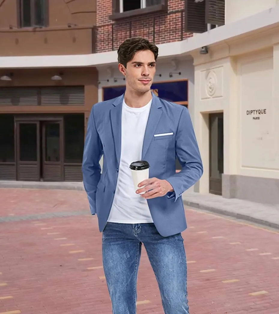 Men's Suit Blazer Casual Coats Lightweight Party Jackets Groomsmen Sports Coat Two Button Tuxedo Suits